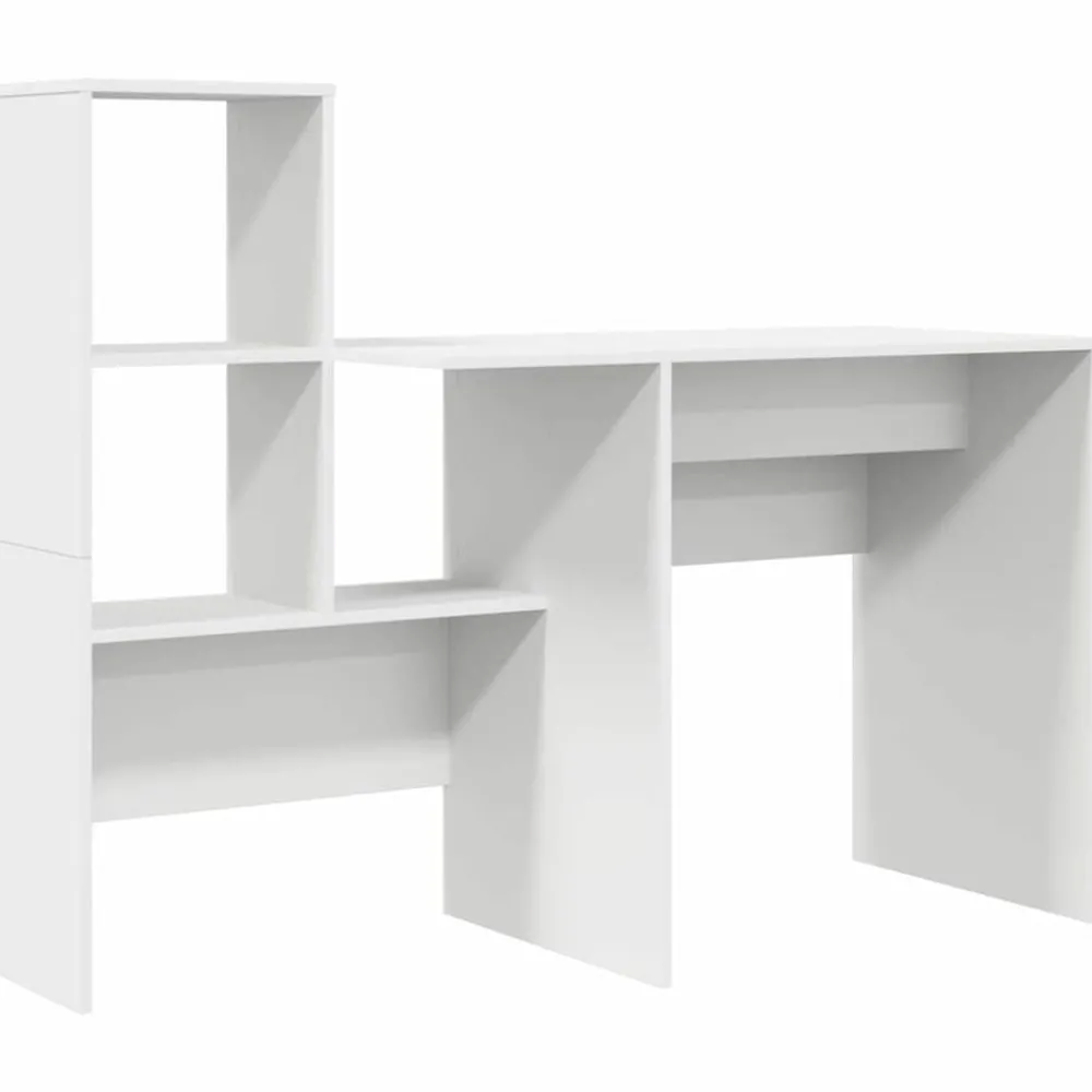Kantoormeubelen*vidaXL Bureau met lade 131,5 x 50 x 106,5 cm Bewerkt hout Wit