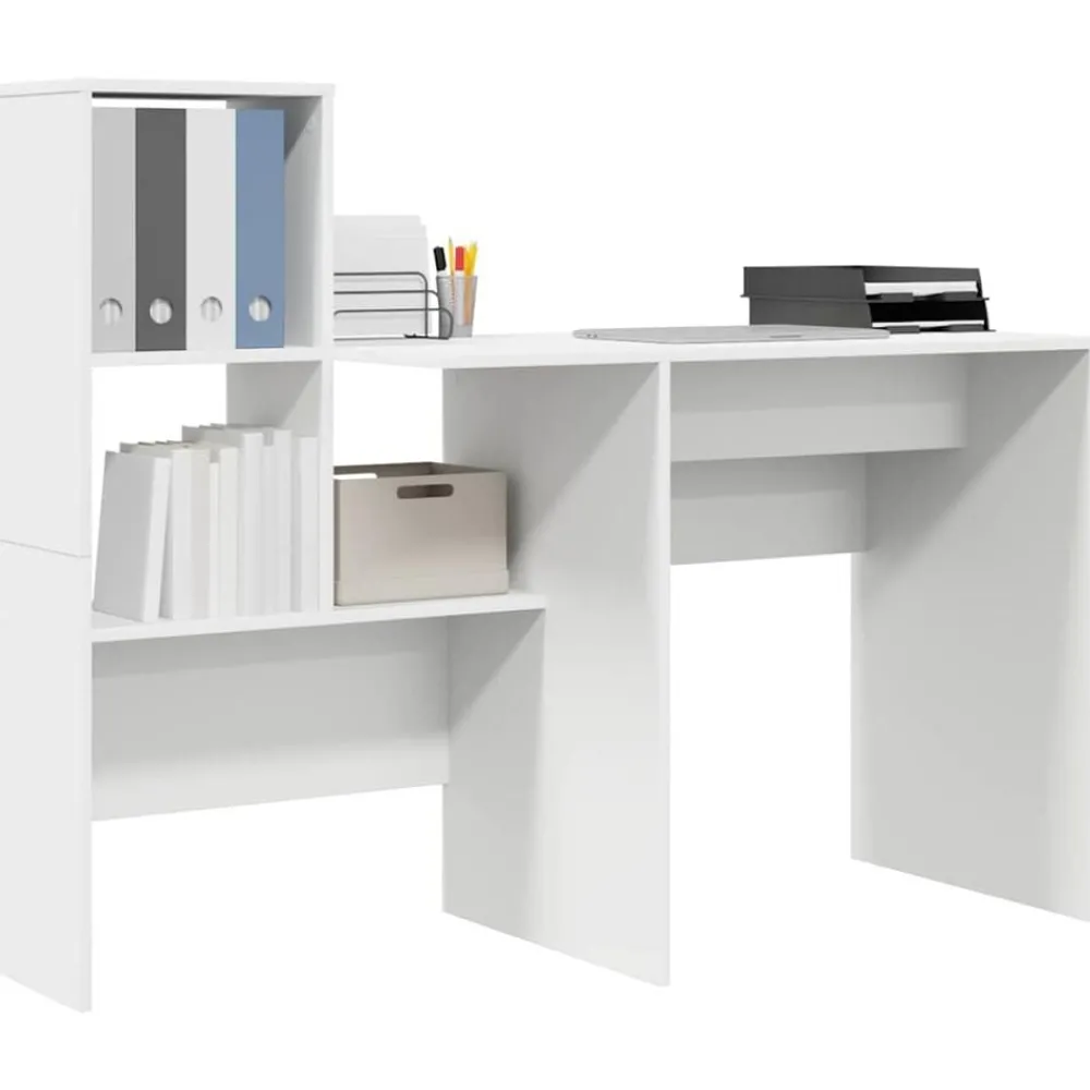 Kantoormeubelen*vidaXL Bureau met lade 131,5 x 50 x 106,5 cm Bewerkt hout Wit