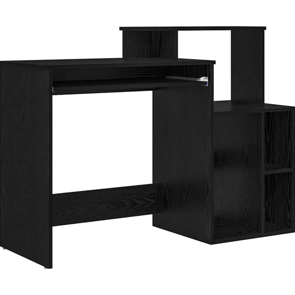 Kantoormeubelen*vidaXL Bureau met lade 120,5 x 44 x 88,5 cm Bewerkt hout Zwart eiken