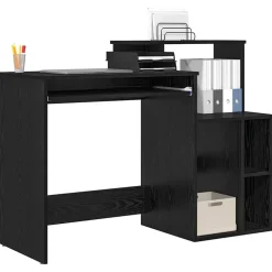 Kantoormeubelen*vidaXL Bureau met lade 120,5 x 44 x 88,5 cm Bewerkt hout Zwart eiken