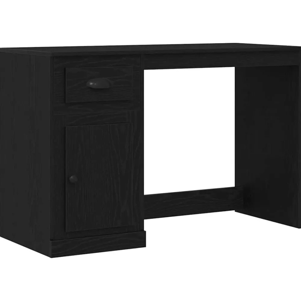 Kantoormeubelen*vidaXL Bureau met lade 50 x 115 x 75 cm Bewerkt hout Zwart eiken
