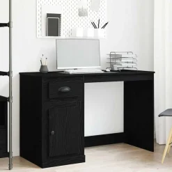 Kantoormeubelen*vidaXL Bureau met lade 50 x 115 x 75 cm Bewerkt hout Zwart eiken