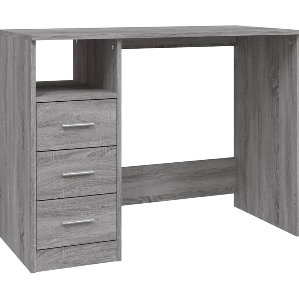 Bureau met lades 102x50x76 cm bewerkt hout eiken>vidaXL Online