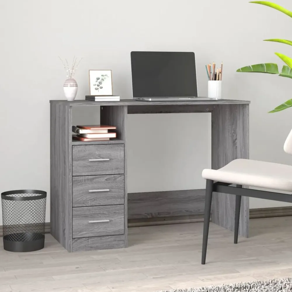 Bureau met lades 102x50x76 cm bewerkt hout eiken>vidaXL Online