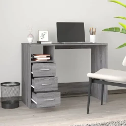 Bureau met lades 102x50x76 cm bewerkt hout eiken><noscript><img width=