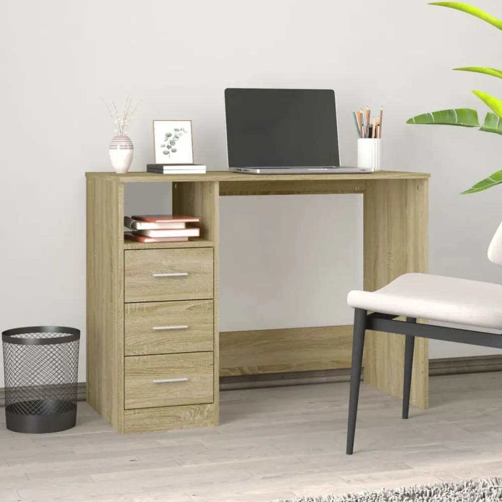 Bureau met lades 102x50x76 cm bewerkt hout kleurig>vidaXL Sale