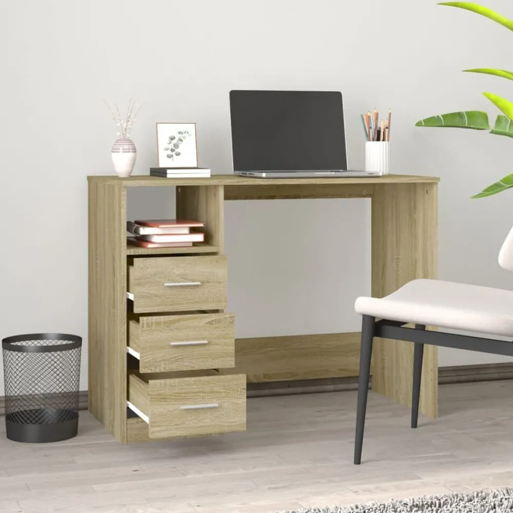 Bureau met lades 102x50x76 cm bewerkt hout kleurig>vidaXL Sale