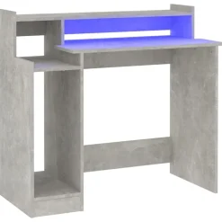 Kantoormeubelen*vidaXL Bureau met LED-verlichting 97x45x90 cm bewerkt hout Betongrijs