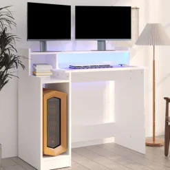 Bureau met LED-verlichting 97x45x90 cm bewerkt hout>vidaXL Online