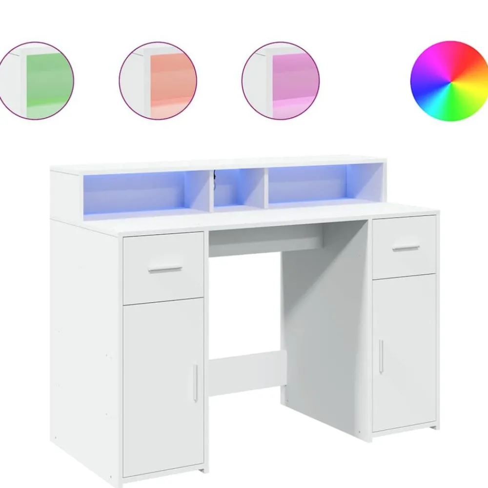 Bureau met LED-verlichting 120x55x91 cm bewerkt hout>vidaXL Hot