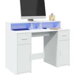 Bureau met LED-verlichting 120x55x91 cm bewerkt hout>vidaXL Hot