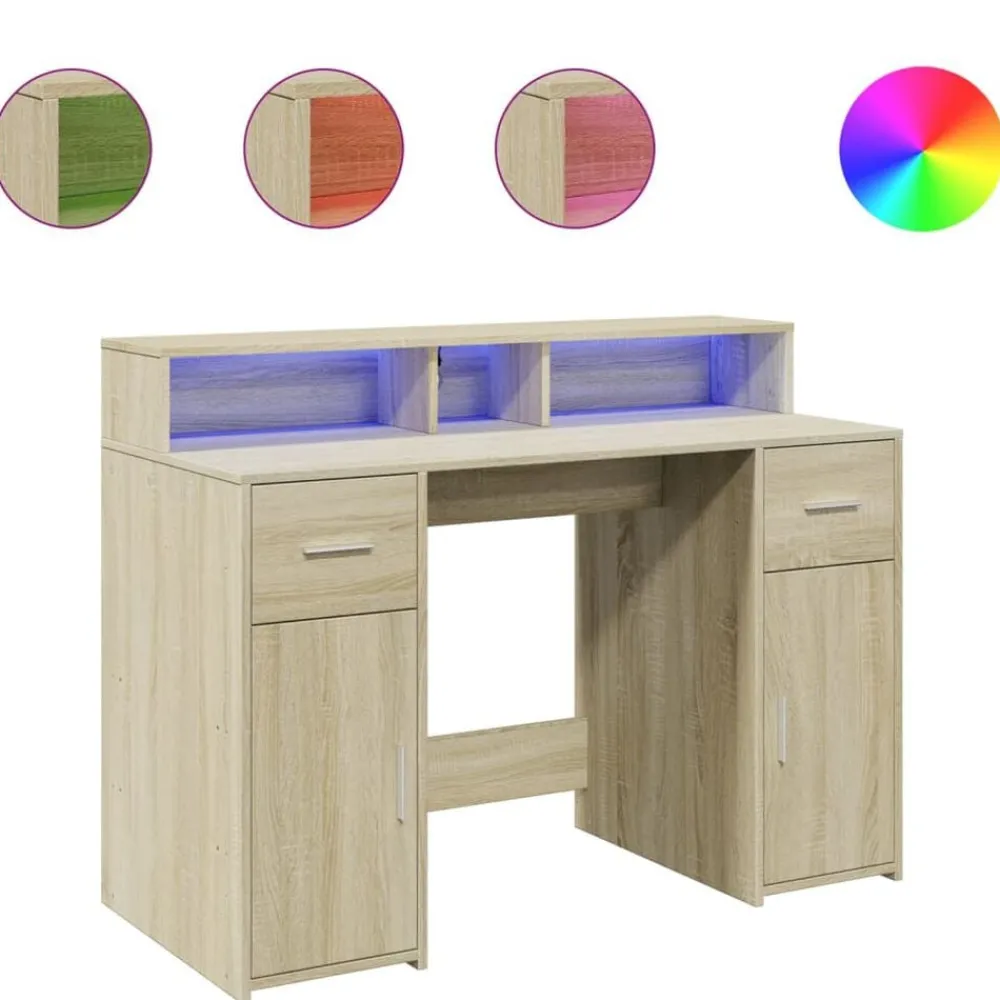 Bureau met LED-verlichting 120x55x91 cm hout kleur>vidaXL Online