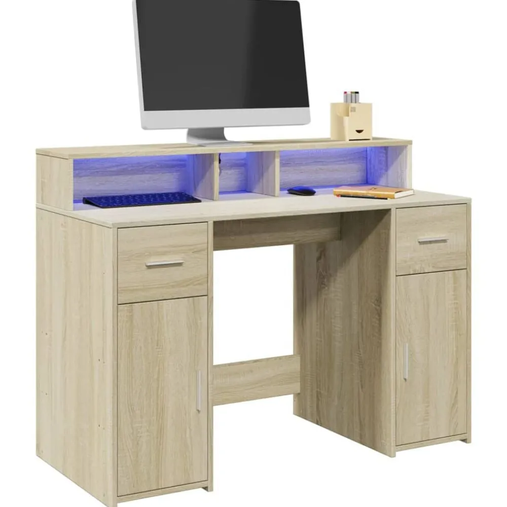 Bureau met LED-verlichting 120x55x91 cm hout kleur>vidaXL Online
