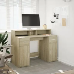 Bureau met LED-verlichting 120x55x91 cm hout kleur><noscript><img width=