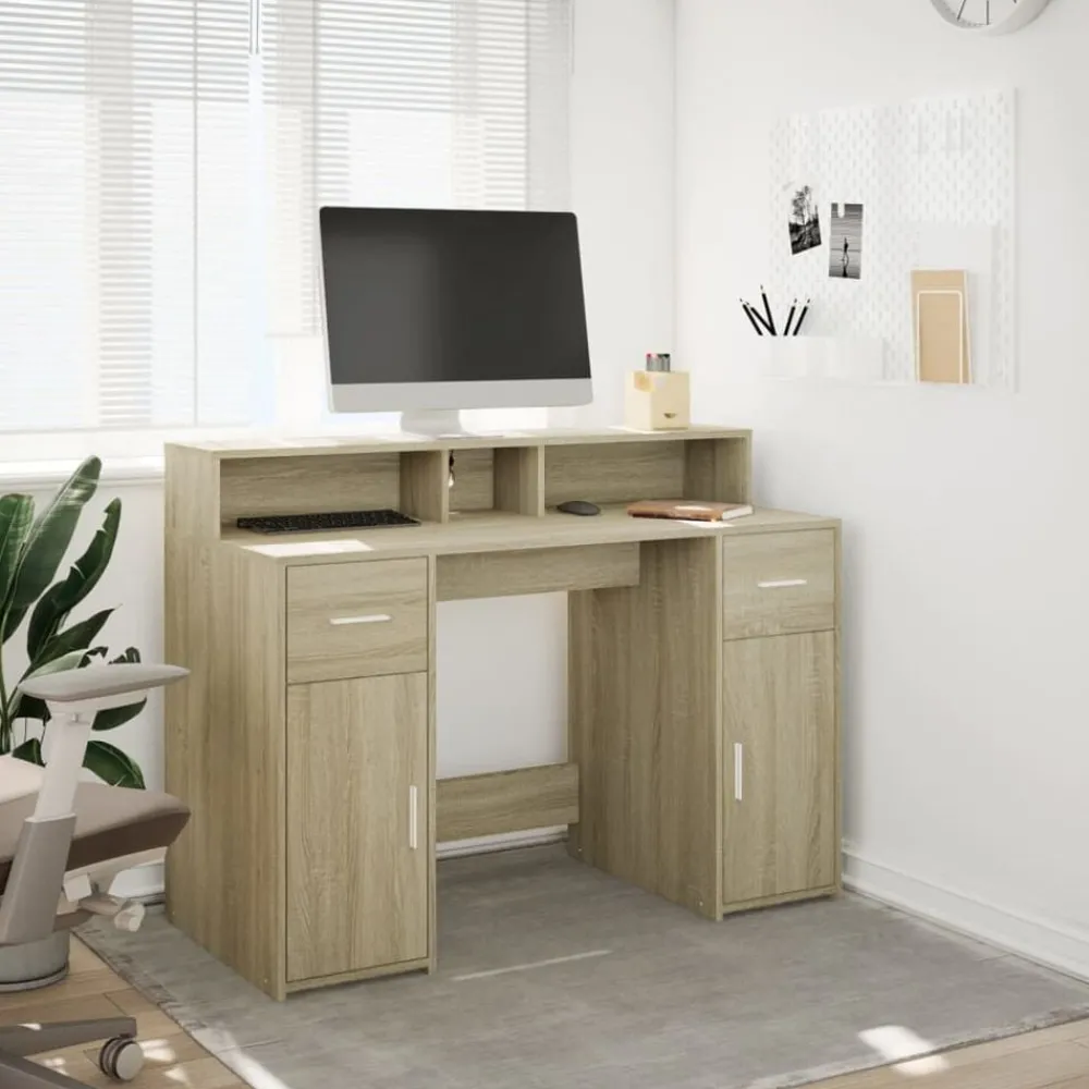 Bureau met LED-verlichting 120x55x91 cm hout kleur>vidaXL Online