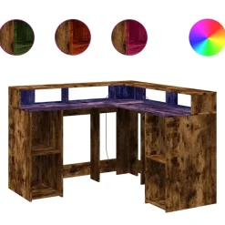 Bureau met LED-verlichting 130x130x91 cm hout>vidaXL Outlet
