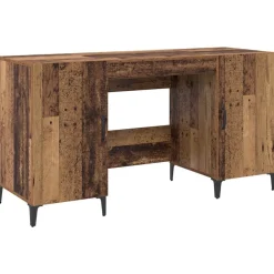 Kantoormeubelen*vidaXL Bureau met opslag Oudhout 140 x 50 x 75 cm Bewerkt hout Oud hout