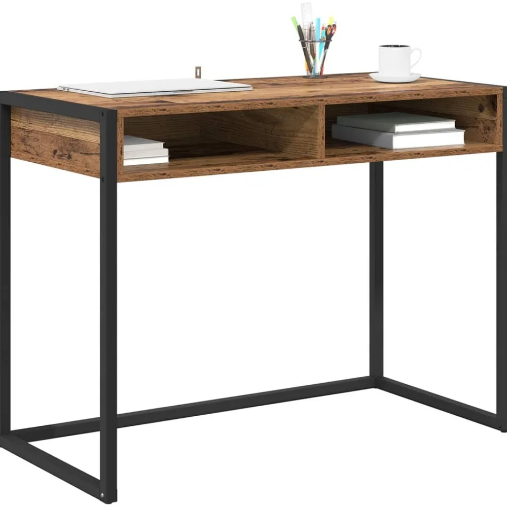 Bureau met opslag 100 x 50 x 75 cm Bewerkt hout>vidaXL