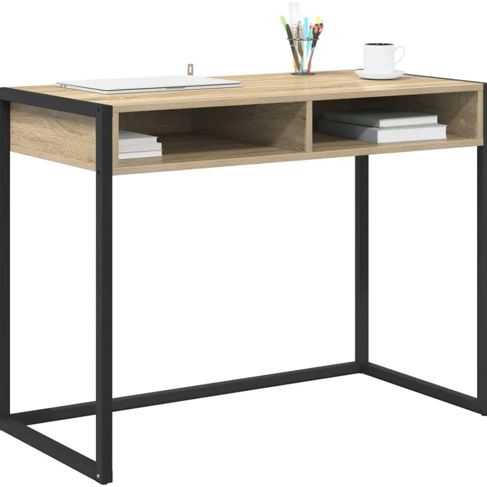 Bureau met opslag Sonoma 100 x 50 x 75 cm Bewerkt hout>vidaXL Clearance
