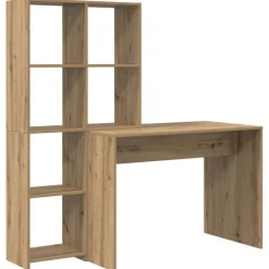 Bureau met plank Artisan Eiken 138,5 x 55 x 143 cm Bewerkt hout>vidaXL Best