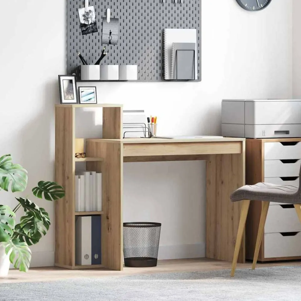 Bureau met plank Artisan Eiken 100 x 40 x 90 cm Bewerkt hout>vidaXL Best