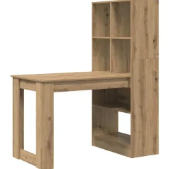 Bureau met plank Artisan Eiken 122 x 67 x 145 cm Bewerkt hout>vidaXL Discount