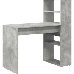 Bureau met plank Beton Grijs 113 x 54 x 120 cm Bewerkt hout>vidaXL Sale