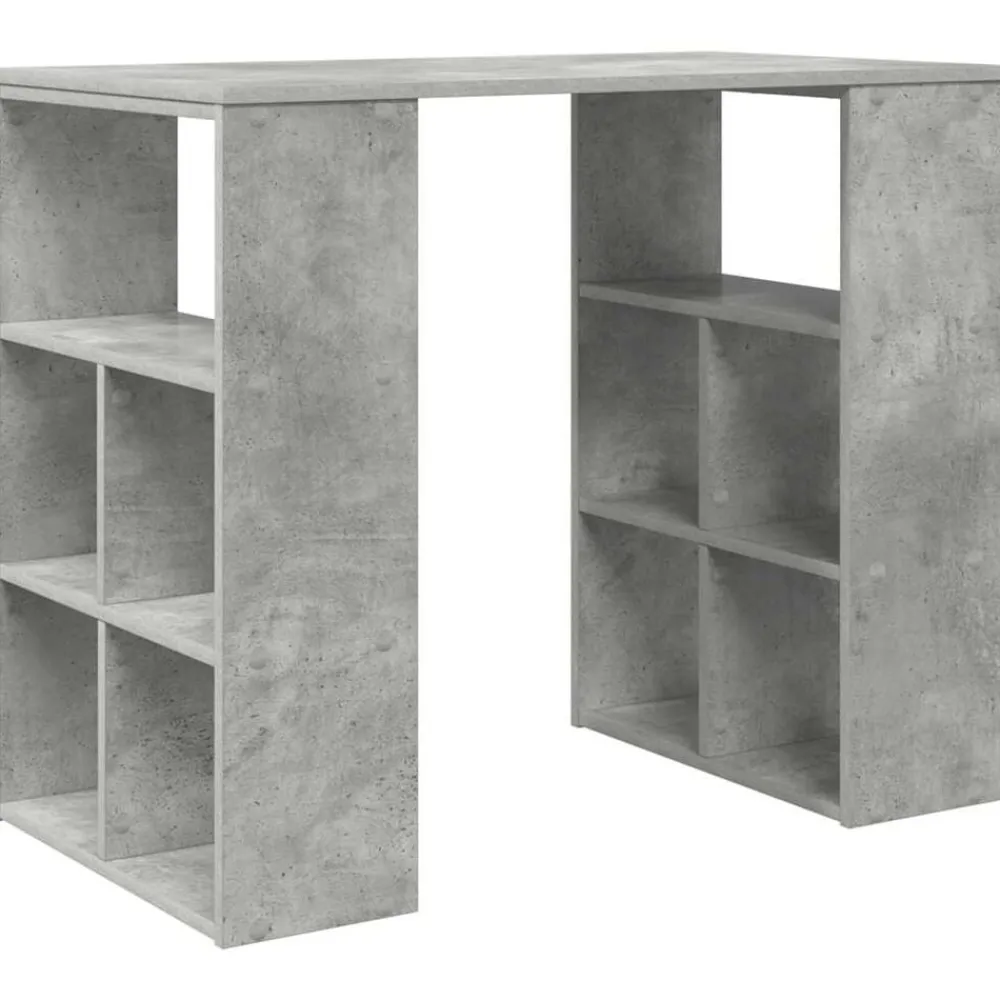 Kantoormeubelen*vidaXL Bureau met plank Beton Grijs 90 x 50 x 75 cm Bewerkt hout Betongrijs