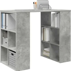 Kantoormeubelen*vidaXL Bureau met plank Beton Grijs 90 x 50 x 75 cm Bewerkt hout Betongrijs