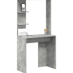 Bureau met plank Beton Grijs 78,5 x 37 x 154,5 cm Bewerkt hout><noscript><img width=