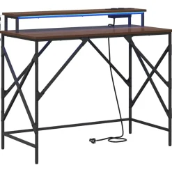 Bureau met plank Bruin Eiken 100 x 50 x 86,5 cm Bewerkt hout>vidaXL Online