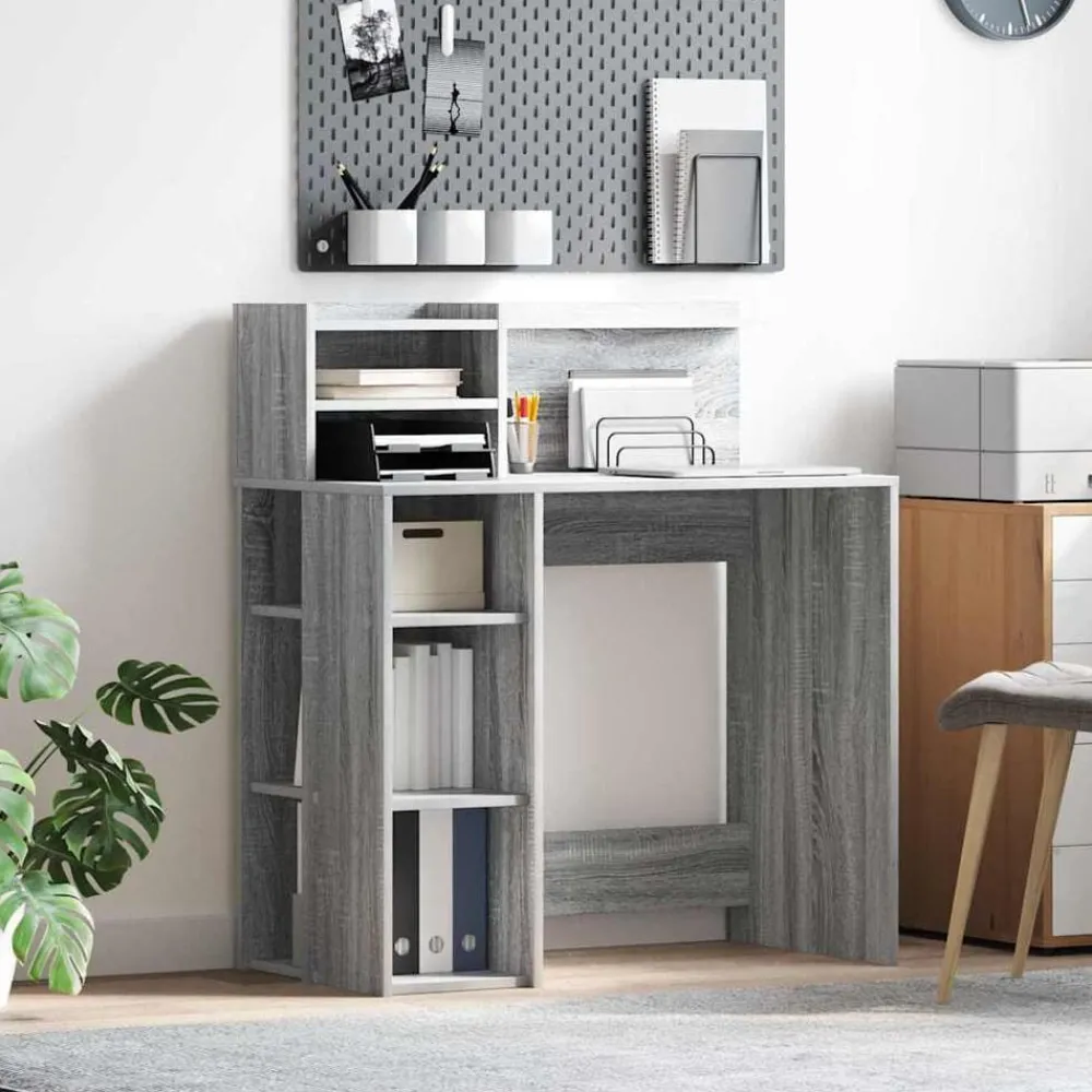 Bureau met plank 90 x 48 x 101,5 cm Bewerkt hout>vidaXL Outlet