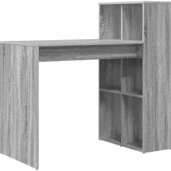 Kantoormeubelen*vidaXL Bureau met plank 108 x 55 x 103.5 cm Bewerkt hout Grijs sonoma