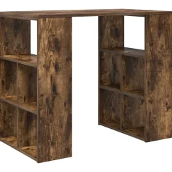 Kantoormeubelen*vidaXL Bureau met plank 90 x 50 x 75 cm Bewerkt hout Gerookt eiken