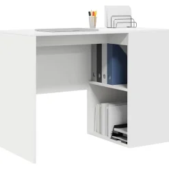 Kantoormeubelen*vidaXL Bureau met plank met opslag 102 x 50 x 75 cm Bewerkt hout Wit