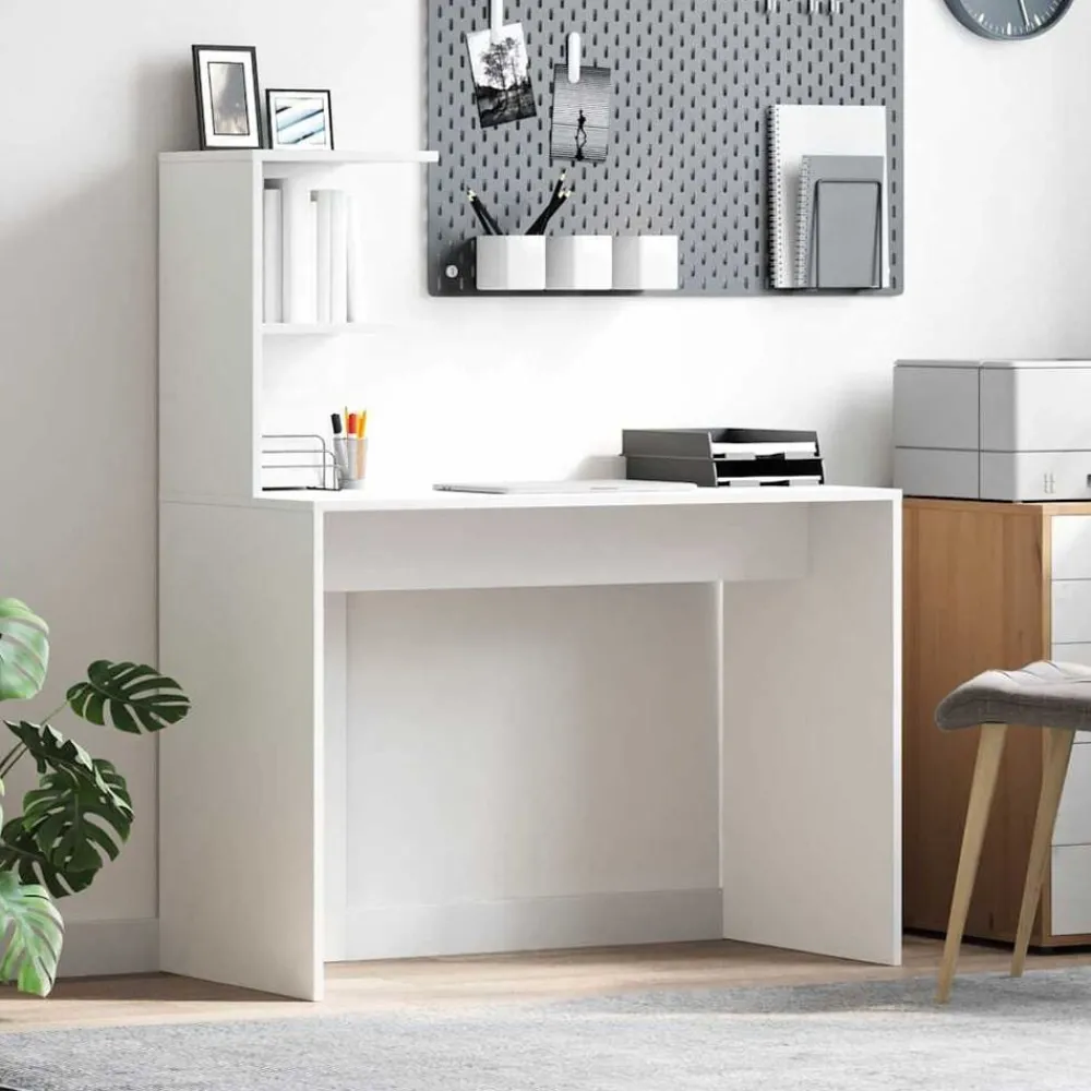 Bureau met plank met opslag 102 x 50 x 124 cm Bewerkt hout>vidaXL Clearance