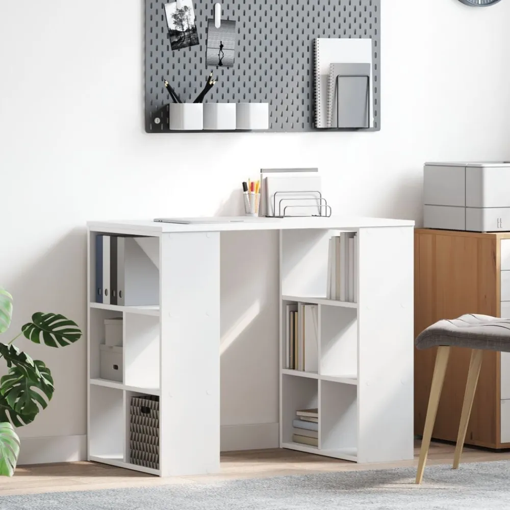 Bureau met plank met opslag 90 x 50 x 75 cm Bewerkt hout>vidaXL Outlet