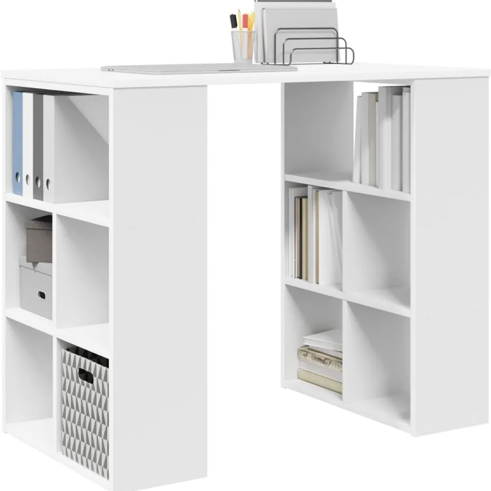 Bureau met plank met opslag 90 x 50 x 75 cm Bewerkt hout>vidaXL Outlet