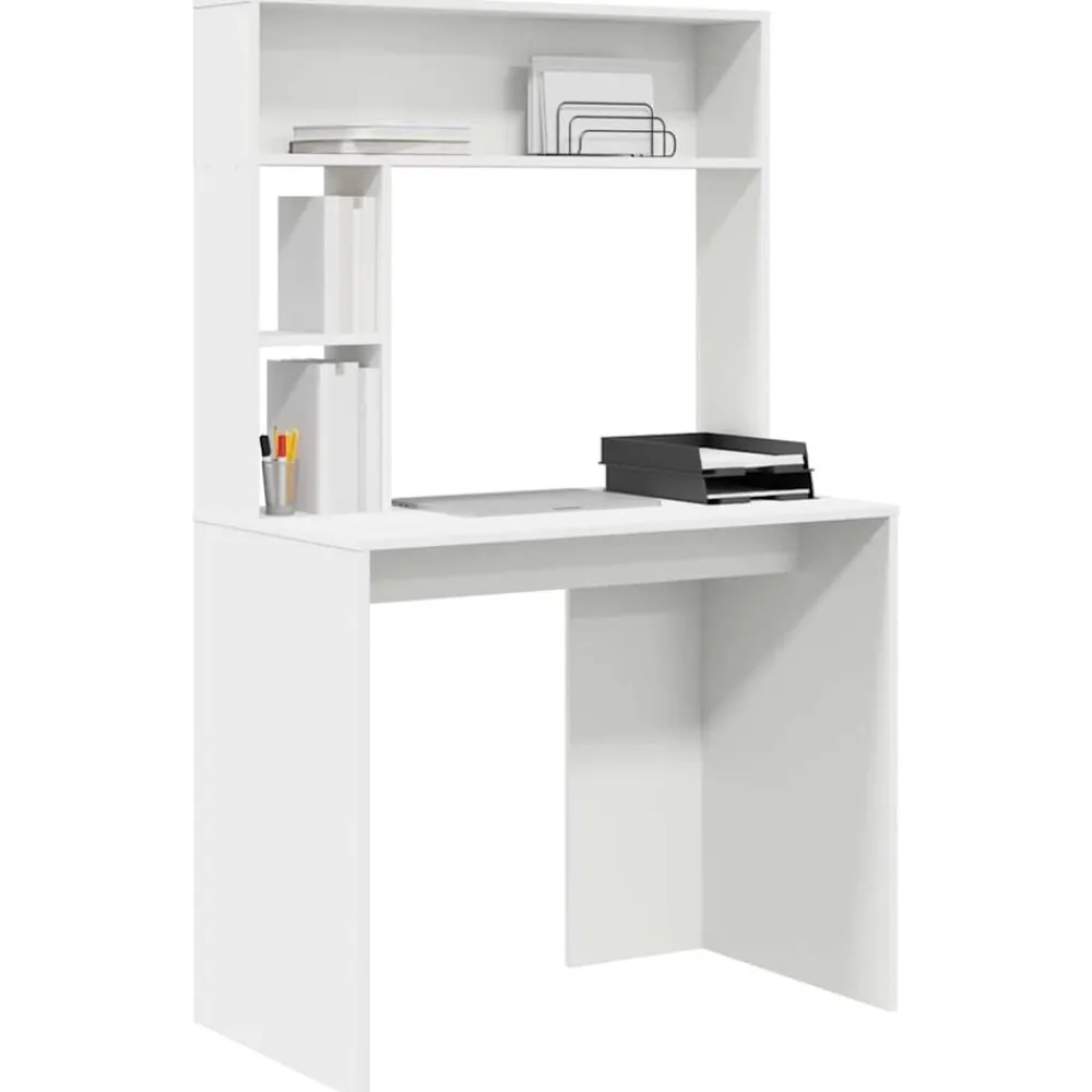 Kantoormeubelen*vidaXL Bureau met plank met opslag 91 x 50 x 149 cm Bewerkt hout Wit