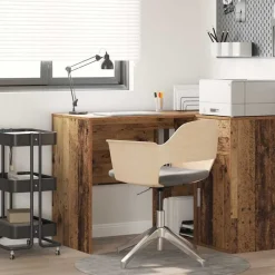 Kantoormeubelen*vidaXL Bureau met plank 102 x 50 x 75 cm Bewerkt hout Oud hout