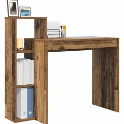 Kantoormeubelen*vidaXL Bureau met plank 100 x 40 x 90 cm Bewerkt hout Oud hout
