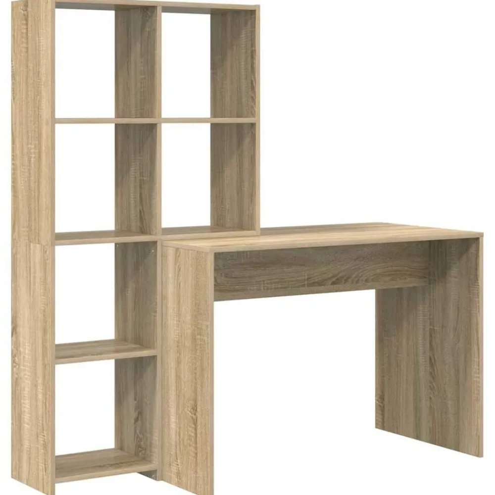 Kantoormeubelen*vidaXL Bureau met plank 138,5 x 55 x 143 cm Bewerkt hout Sonoma eiken