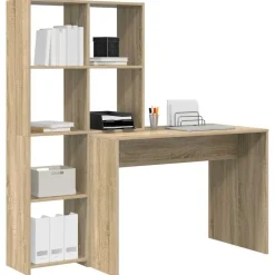 Kantoormeubelen*vidaXL Bureau met plank 138,5 x 55 x 143 cm Bewerkt hout Sonoma eiken