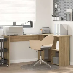 Kantoormeubelen*vidaXL Bureau met plank 142 x 102 x 73 cm Bewerkt hout Sonoma eiken