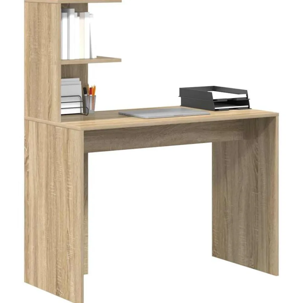 Bureau met plank 102 x 50 x 124 cm Bewerkt hout>vidaXL New