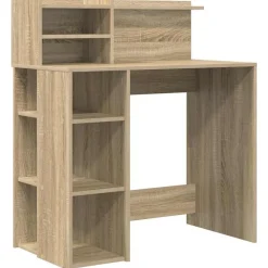 Kantoormeubelen*vidaXL Bureau met plank 90 x 48 x 101,5 cm Bewerkt hout Sonoma eiken