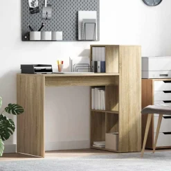 Kantoormeubelen*vidaXL Bureau met plank 108 x 55 x 103.5 cm Bewerkt hout Sonoma eiken