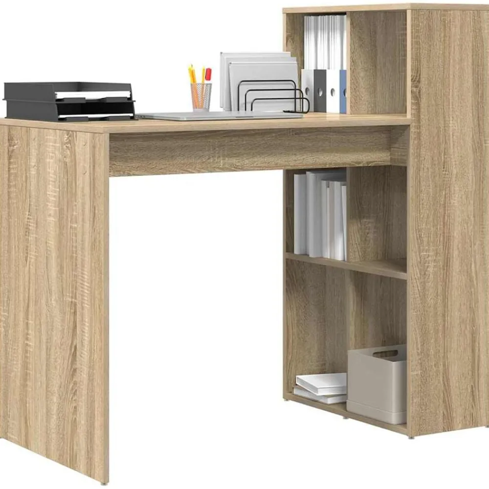 Kantoormeubelen*vidaXL Bureau met plank 108 x 55 x 103.5 cm Bewerkt hout Sonoma eiken