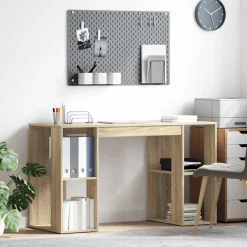 Bureau met plank 130 x 50.5 x 75 cm Bewerkt hout>vidaXL Best