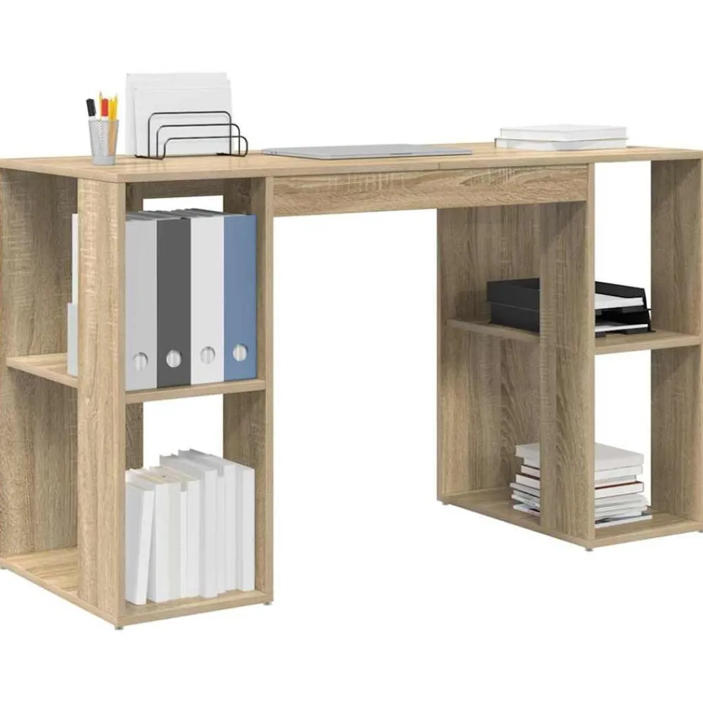Bureau met plank 130 x 50.5 x 75 cm Bewerkt hout>vidaXL Best